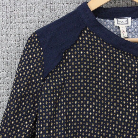 Mo:vint By Anthropologie Blouse Top Womens Long Sleeve Geometrical Pattern M NWT - Picture 3 of 9